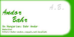 andor bahr business card